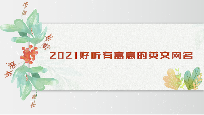 2021好聽有寓意的英文網名